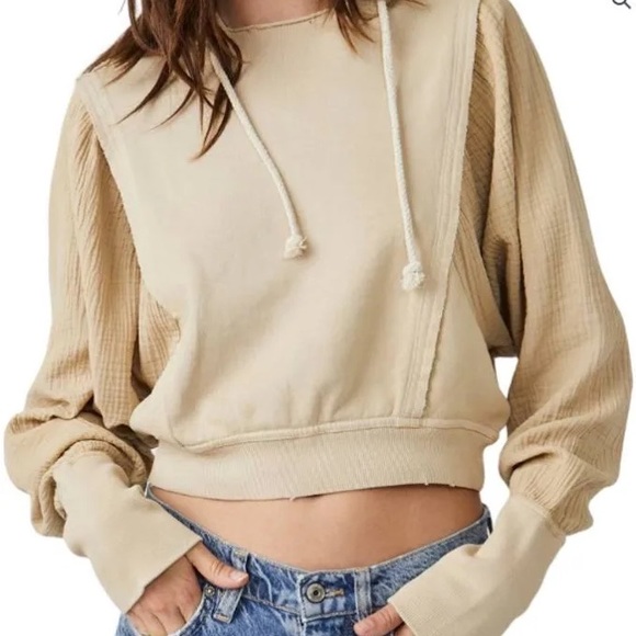Free People Love Letter long sleeve hoodie in peachy orange size Small - Picture 5 of 5